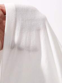 FRIFUL Women's Solid Color Round Neck Drop Shoulder Long Sleeve Casual Loose T-Shirt - White - View 3