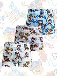 SHEIN | PAW Patrol Bộ 3 quần lót boxer nam in hình hoạt hình, cạp chun, thoải mái. - Màu xanh lam - Xem 1