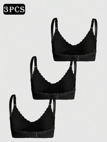 Moonlight&Mama Set da 3 reggiseni per allattamento e gravidanza comodi e senza cuciture, adatti per uso quotidiano - nero - Visualizzare 6