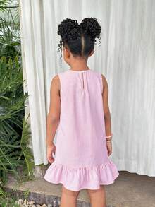 SHEIN 粉色条纹美人鱼尾摆吊带连衣裙，可爱甜美，适合休闲度假、海滩、露营、家庭和兄弟姐妹装扮。 - 粉色 - 查看 2