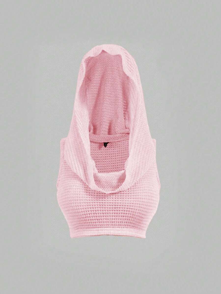 Sweetra Top corto con capucha de unicolor talla grande - Rosa - Ver 1