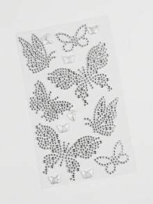 ROMWE Kawaii 1 bộ sticker hình nơ ren, trái tim, ngôi sao, nơ, kim cương lấp lánh và đá trang trí mặt. - Ảo ảnh - Xem 2