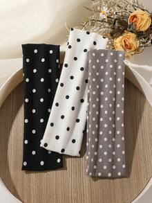 ROMWE Anime Bộ 3 băng đô nữ kiểu dáng thường ngày, đa năng, màu trơn chấm bi, co giãn, chống trượt, thấm hút mồ hôi và chống tiết mồ hôi, phù hợp cho sinh hoạt hàng ngày, tập yoga, thể thao và thể dục, phụ kiện tóc đơn giản cho nữ dùng khi đi du lịch. - 3pcs / điểm sóng - Xem 4