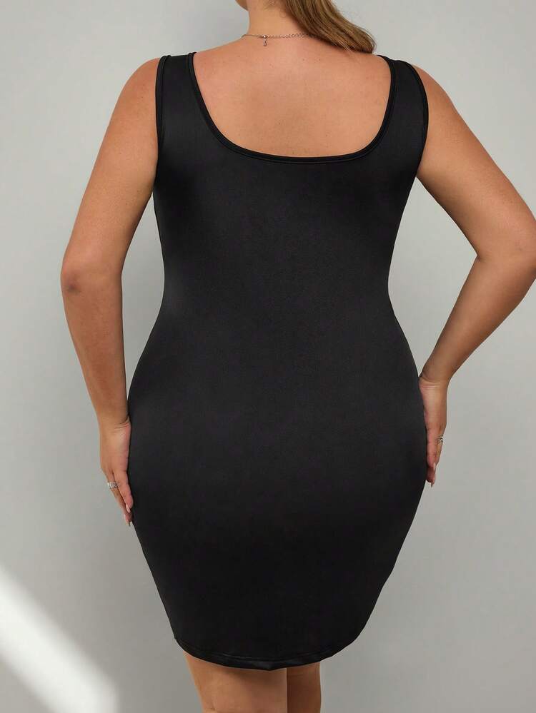 SHEIN CURVE+ Robe moulante noire grande taille - Noir - Voir 2
