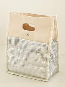 Joivida 1pc Portable Canvas Picnic Bag For Work School Camping Leak-Proof Fresh-Keeping Non-Food Contact - Multicolor - View 9