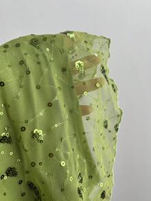 Sweetra Romantic French Style Low Waist Layered Beaded Fabric Fashionable Pants Design Slim Fit Fresh Green Skirt For Women, Summer - Green - View 4