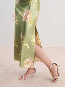 2023性感冰丝女士夏季细肩带睡衣，简约性感家居服，高档时尚长肩带长款睡裙，圣诞节 - 綠色 - 查看 8