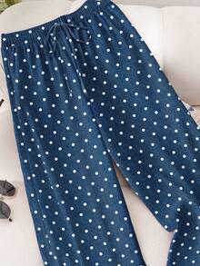 CosyJoli Plus Size Casual Loose Polka Dot Print Pants - Multicolor - View 6