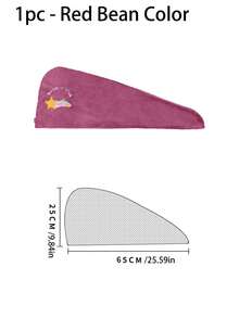 1个加厚珊瑚绒卡通刺绣女士吹风帽，吸水三角帽，吸水干发巾，发帽，浴帽，美发造型产品及配件，适用于美发沙龙、美容院、旅行、返校季、度假旅行、女士美发配饰、美容院、酒店、运动、居家、毛巾、护肤干发巾 - 彩色 - 查看 12