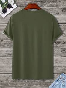 Manfinity Homme Men's Casual Coconut Tree Print T-Shirt, Summer - Army Green - View 2