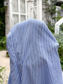 SHEIN Bộ đồ bầu gồm áo quây xếp ly kẻ sọc và quần ống rộng, kiểu dáng thường ngày, gồm 2 món. - Xanh và trắng - Xem 7