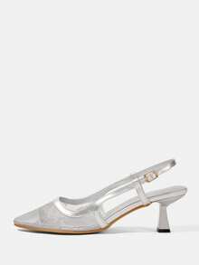 CUCCOO HITCHD Women Shoes Fashion Elegant Lace Button High Heel Shoes - Grey - View 2