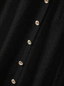 优雅A字蕾丝半身裙，简约时尚通勤风 - 黑色 - 查看 8