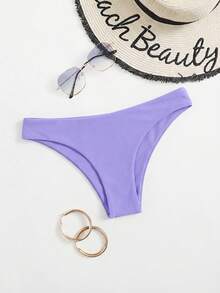 Swim Basics 女士纯色性感沙滩比基尼泳裤 - 淡紫色 - 查看 5