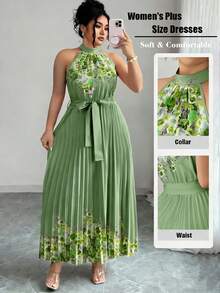Elenzga Vestido elegante de verano para damas de talla grande - Verde - Ver 1