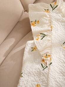 Elladie kids 2件套女童夏季新款碎花领喇叭袖无袖露背上衣+荷叶边裙套装，休闲时尚，适合通勤、派对、海滩等场合。 - 彩色 - 查看 5