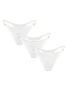 Lowkey Lull 3pcs/Pack Women's Solid Color Simple Fashion Casual G-String Panties Bridallingerie - White - View 5