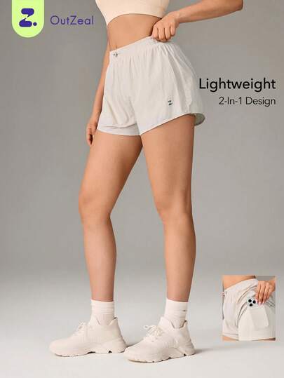 OutZeal Women Sports Shorts Gym Running UV Protection Lightweight Built-In Shorts Hidden Pocket Active Bottoms