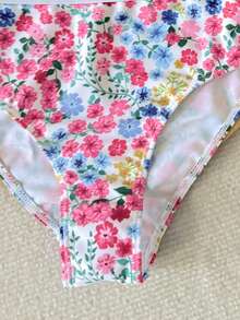 SHEIN Bộ bikini in hoa dành cho bé gái tuổi teen, gồm 2 mảnh, kiểu dáng ngọt ngào và thời trang, phù hợp cho mọi dịp, mùa xuân/hè. - Hồng - Xem 5