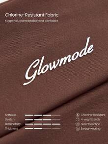 GLOWMODE Chlorine-Resistant Make A Splash High-Waisted Sun-Protective Stretchy Quick-Dry Colorblock Bikini Bottoms Swimming Beach Pool Holiday Vacation Summer Wear - Brown - View 5