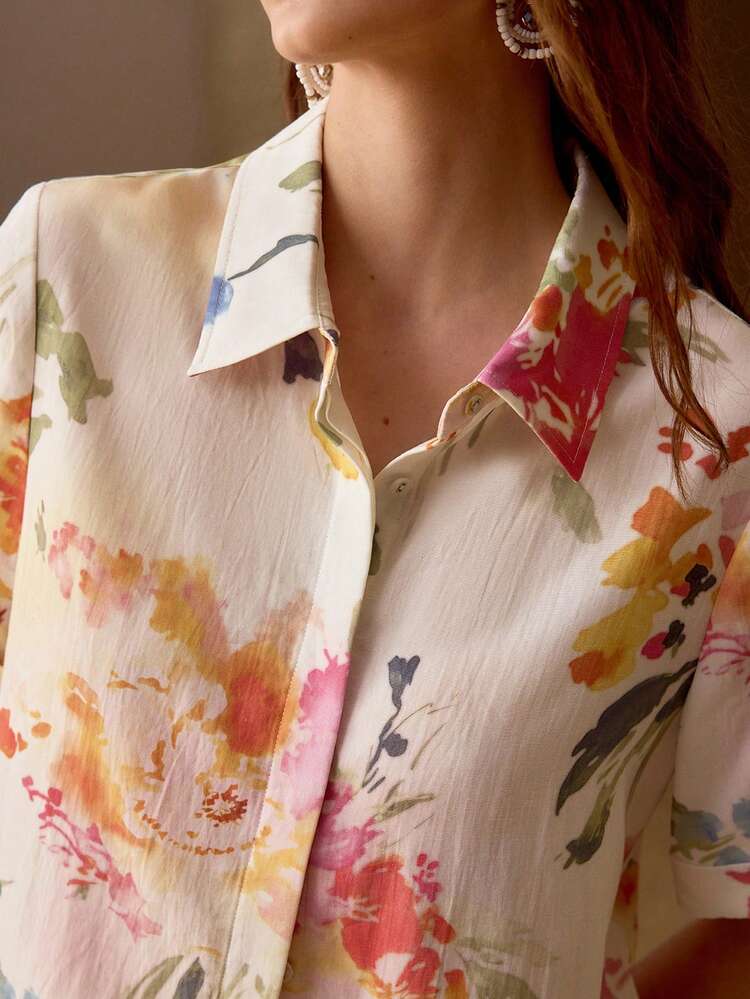 WOMEN'S LINEN PRINTED SHIRT, SPRING/SUMMER