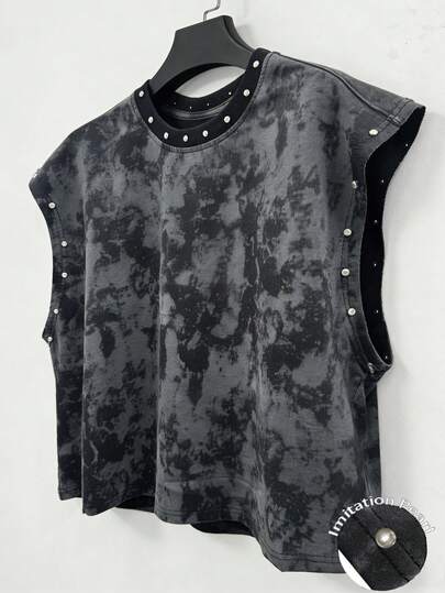STEELVANCE Unisex Vintage Pearl Decor Cropped Tank Top, Suitable For Music Festivals