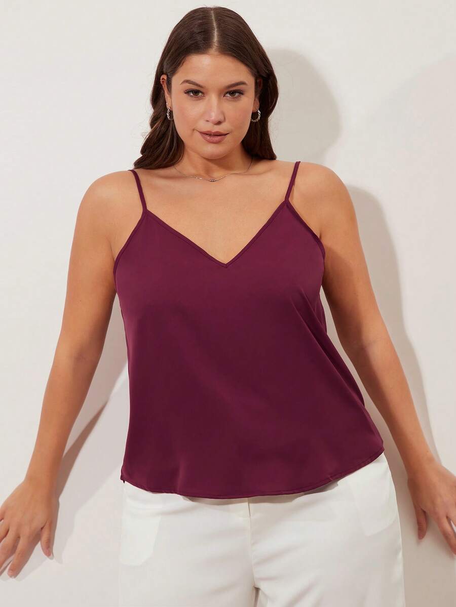 SHEIN BASICS 大码女式纯色吊带背心，简约夏季度假款