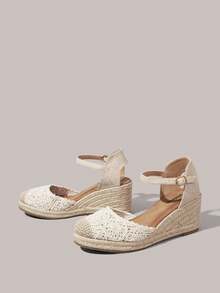 Styleloop Giày sandal đế xuồng cao gót dành cho nữ - Màu be - Xem 5