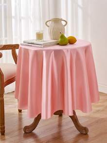 1pc Soft Rose Gold Round Satin Tablecloth, 57 Inch Small Size, Suitable For Dates, Engagements, Ceremonies, Valentine's Day, Anniversaries - Multicolor - View 4