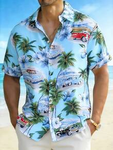 Manfinity Homme Nam Ô tô/xe hơi & bản in cây cọ Áo sơ mi Without Tee - Nhiều màu - Xem 1