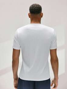 Driftmere T-shirt à manches courtes col V unicolore simple pour hommes - Blanc - Voir 2