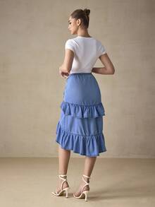 Selenza Chân váy denim xanh dành cho nữ, giản dị và thời trang để mặc hàng ngày - Màu xanh lam - Xem 2