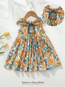 Cozy Pixies Đầm không tay cổ tròn in hoa cho bé gái - Nhiều màu - Xem 4