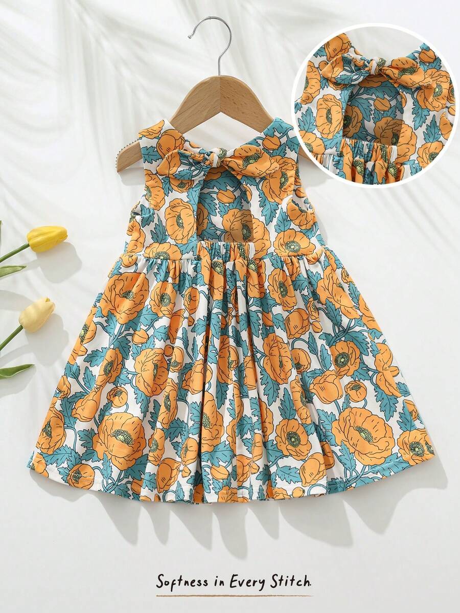 Cozy Pixies 女婴碎花圆领无袖束腰连衣裙 - 彩色 - 查看 1