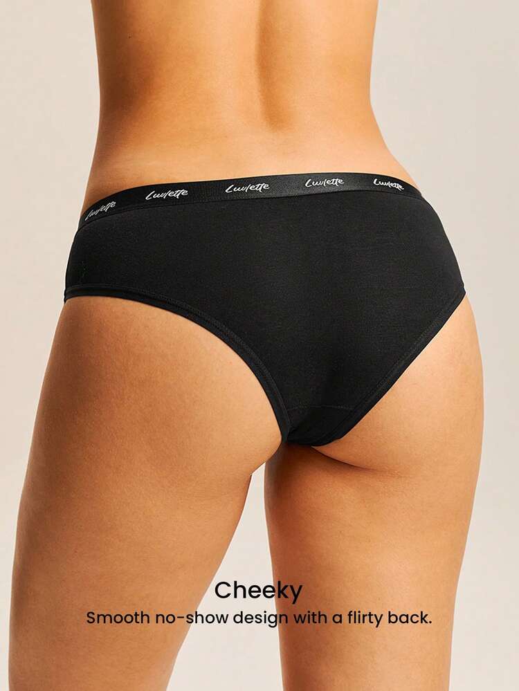 Paquete de 3 bragas de mujer de cintura media suaves de algodón
