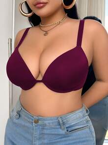 DesireSculpt 1pc Plus Size Women Underwire Bra - Red Violet - View 5