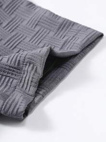Manfinity RSRT Bộ đồ nam tay ngắn raglan màu trơn, kiểu dáng thường ngày, cài cúc phía trước, chất liệu vải dệt họa tiết, thích hợp cho mùa hè. - Màu xám đen - Xem 3