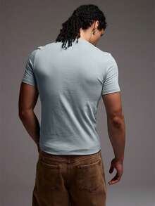 Musero Slim Fit Fitted Short Sleeve Basic Plain T-Shirt Capsule Wardrobe Spring&Summer - Baby Blue - View 4