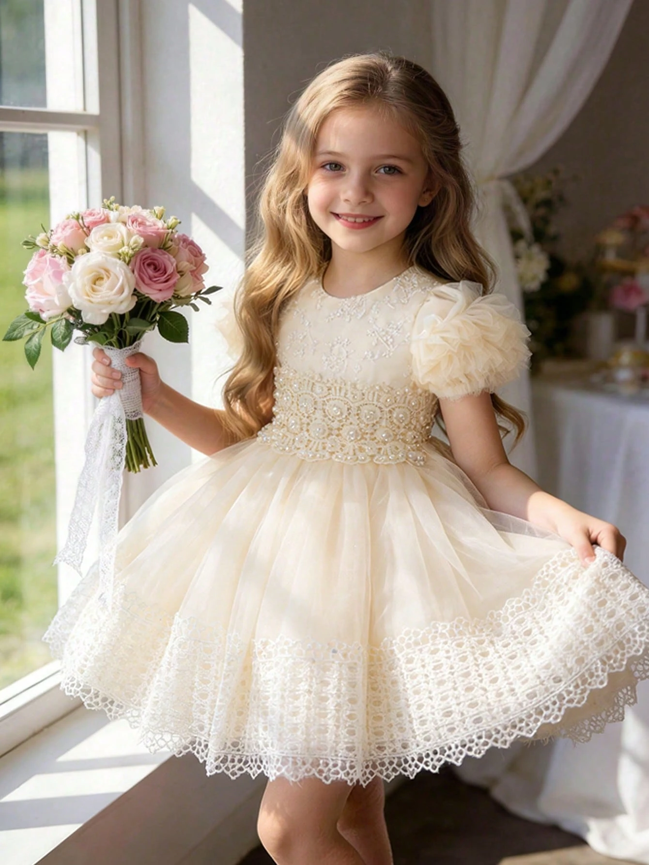 Glamorique Kids Princess Tulle Dress For Girls, Children Birthday Party