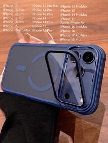 Casing Ponsel Mewah dengan Bingkai Lensa Magnetik, Kompatibel dengan iPhone 17 Pro Max/17/16/15/14 Plus/13/12 Pro Max/11, Mendukung Pengisian Daya Nirkabel, Bingkai Pelindung Transparan Tahan Guncangan dengan Lensa Kaca dan Pegas, Hadiah - Biru - View 28