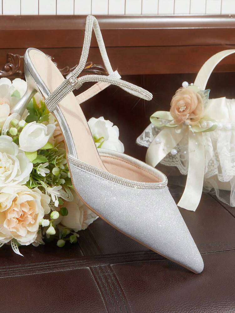 CUCCOO HITCHD Women's Elegant High-Heeled Shoes, Silver Flash Gradual Change Sequined High Heels, Pointed Heel Version, Rhinestone Cross-Strap, Stiletto-Heeled Women's Shoes, Weddings, Dinners/Parties/Dates Shiny Eye-Catching Items
