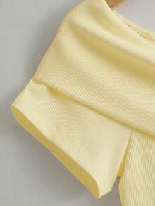 Franclia Women's Elegant Metal Decor Off Shoulder Fitted Dress, Summer Date Night Pale Yellow - Yellow - View 4