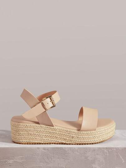 Styleloop Giày nữ thời trang mũi tròn đế xuồng màu mơ quai ngang mắt cá chân thoải mái thoáng khí kiểu dáng thường ngày chất liệu dây gai dầu gót đế xuồng giày nữ đi làm hàng ngày đi nghỉ mát du lịch phong cách đồng quê bohemian