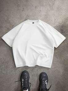 PAVTROS Men's Minimalist Printed Round Neck Short Sleeve T-Shirt - White - View 2