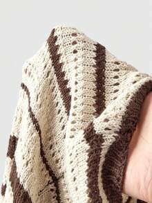 ROMWE Dây chuyền hạt gỗ sọc nâu mơ, váy len ôm sát người, thích hợp cho kỳ nghỉ biển. - Màu be - Xem 6