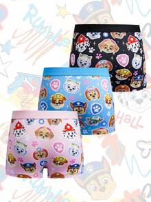 SHEIN | PAW Patrol 3条装少女印花内裤，涤纶面料，可爱图案 - 彩色 - 查看 2
