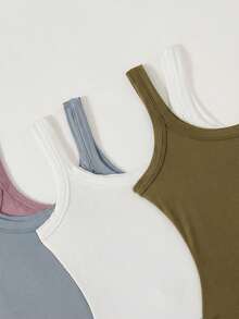 SHEIN BASICS 4件套休闲纯色针织连体衣（女款） - 彩色 - 查看 9