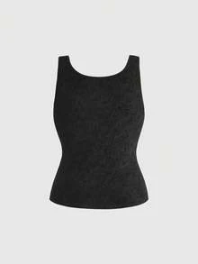 ROMWE Goth Áo lót croptop đen dành cho nữ cỡ lớn - màu đen - Xem 2