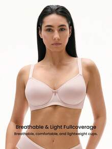 LUVLETTE Áo ngực Dream Curve Air Full Coverage thoáng khí, màu hồng nhạt, chất liệu lưới, cúp ngực cách âm dành cho nữ. - Màu Hồng baby - Xem 2