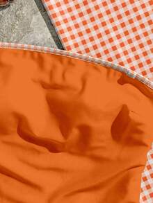Swim Vcay بدلة سباحة قطعة واحدة ذات طبعة زهور صغيرة مع تشطيب هندسي، ملابس شاطئ شائعة للربيع/الصيف - لون برتقالي - مشاهدة 7